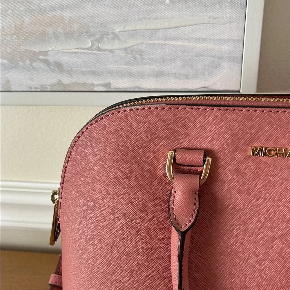 Michael Kors Rose Pink Dome Satchel with Gold Hardware